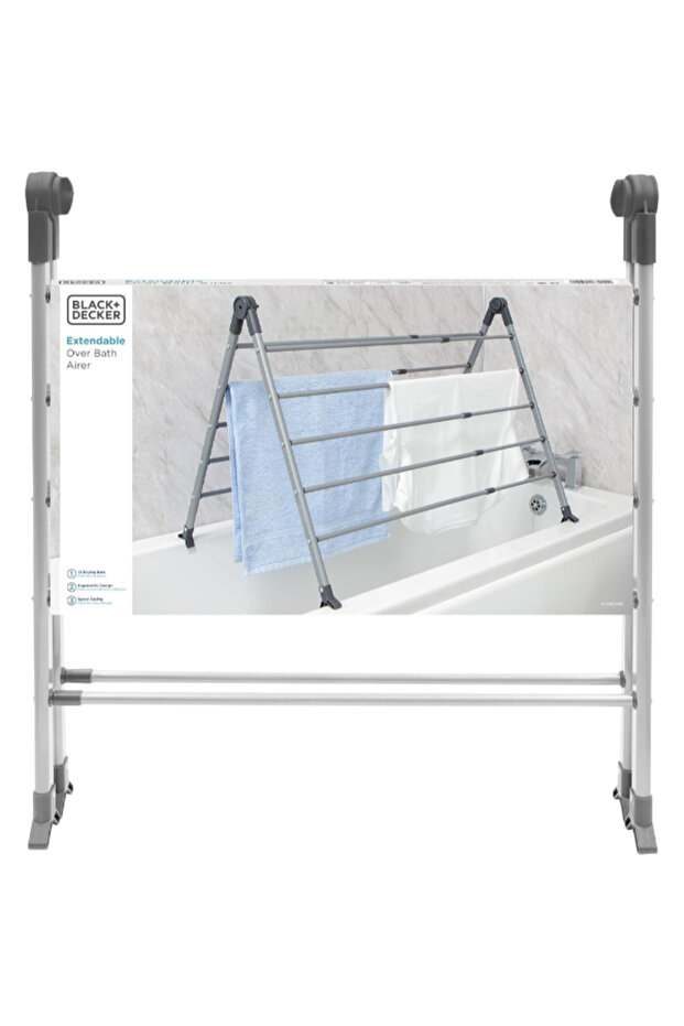 رف تجفيف الملابس القابل للتمديد فوق الحمام - 4