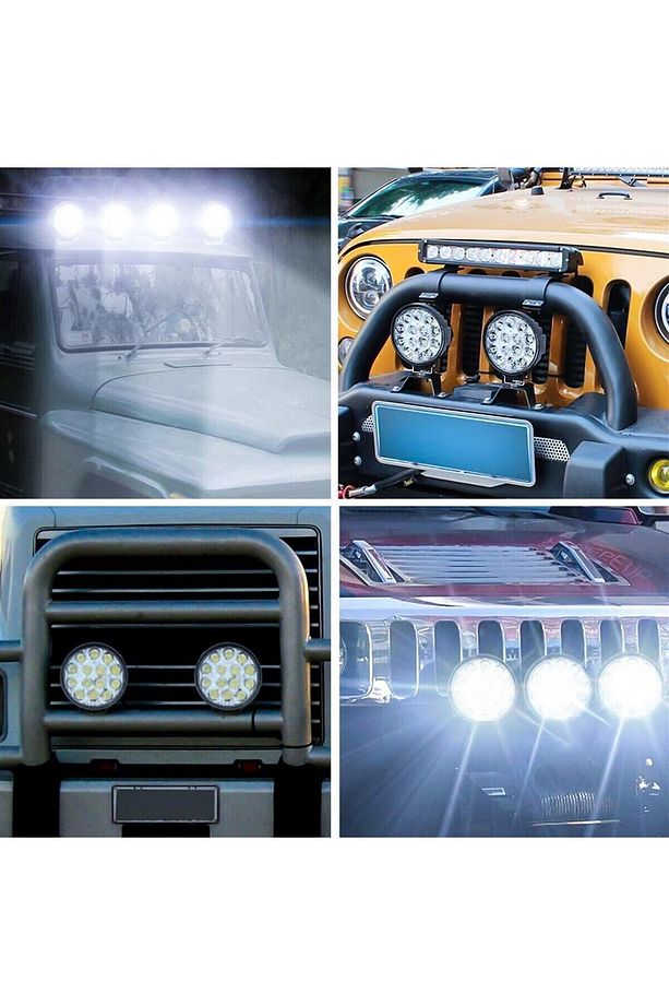 Off Road 14 Led 42 Watt Yuvarlak Traktör Tır Kamyon Tekne Sis Farı Projektör Çalışma Lambası - 5