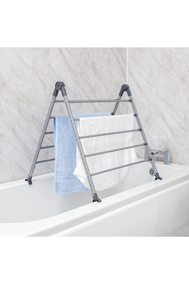 رف تجفيف الملابس القابل للتمديد فوق الحمام - 5