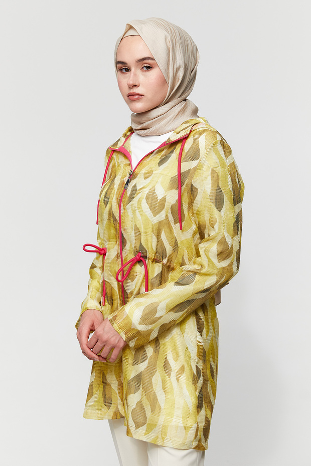 Desenli Kapüşonlu Twinset - 2