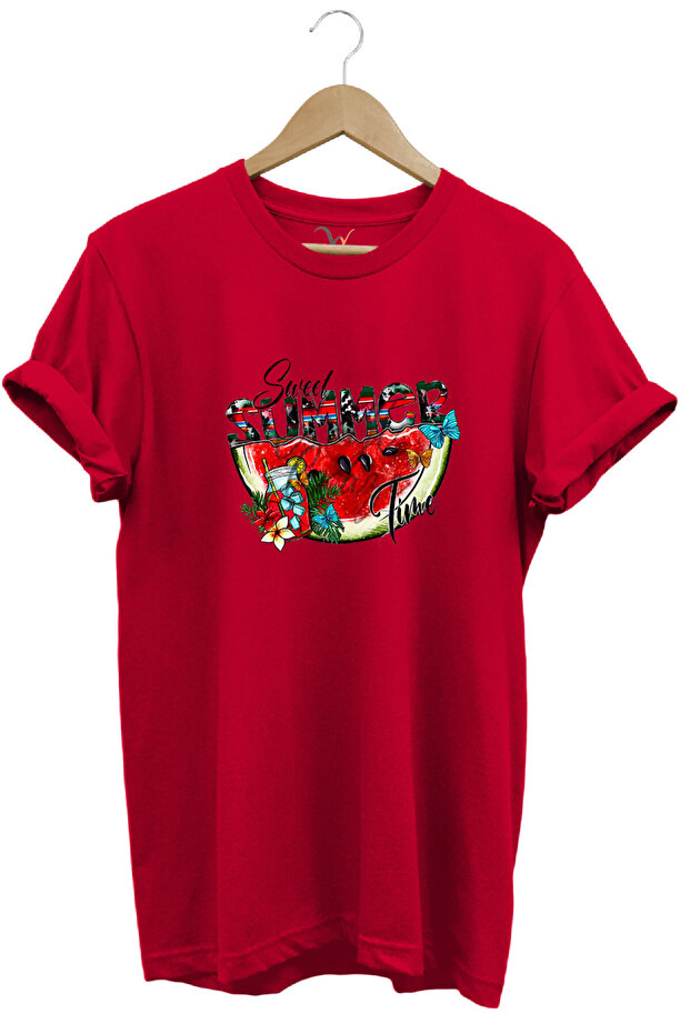 Summer Watermelon Design Printed 100% Cotton Regular Fit T-Shirt