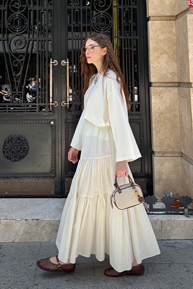 Ekru Çapraz Kat Etek - 4