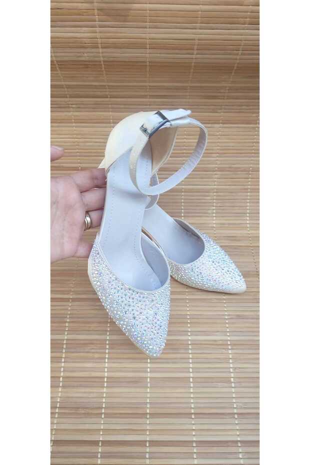 Women's Ten Stone Satin Ankle Tie Heelled Evening Shoes