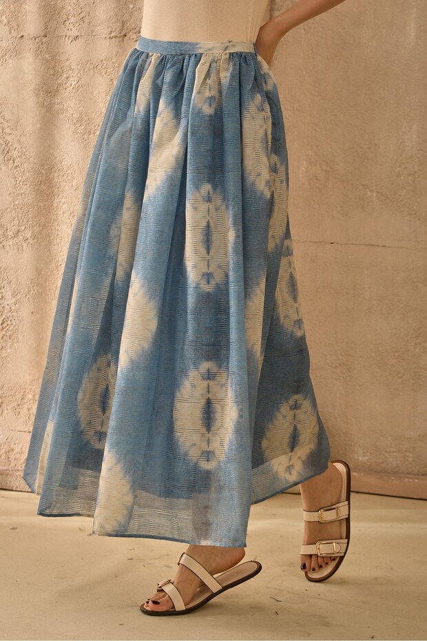 Desenli Etek Mavi - 1