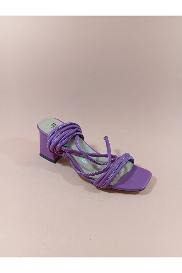 MOR BACAK BAĞLI SANDALET - 4