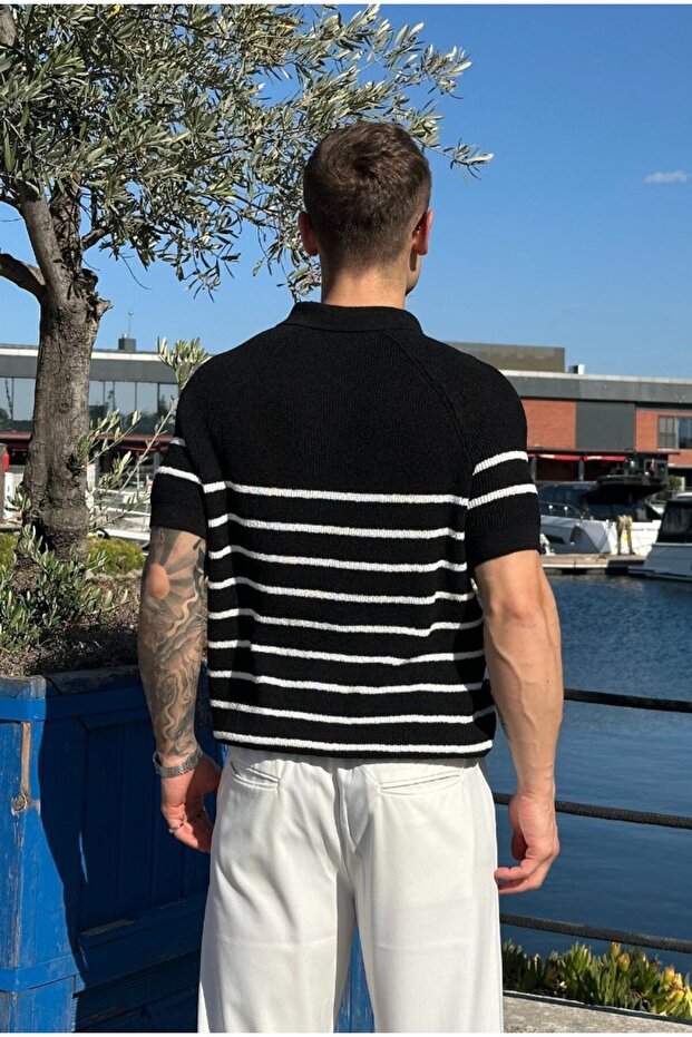 Basic Polo Yaka Triko Kumaş Tişört - 7