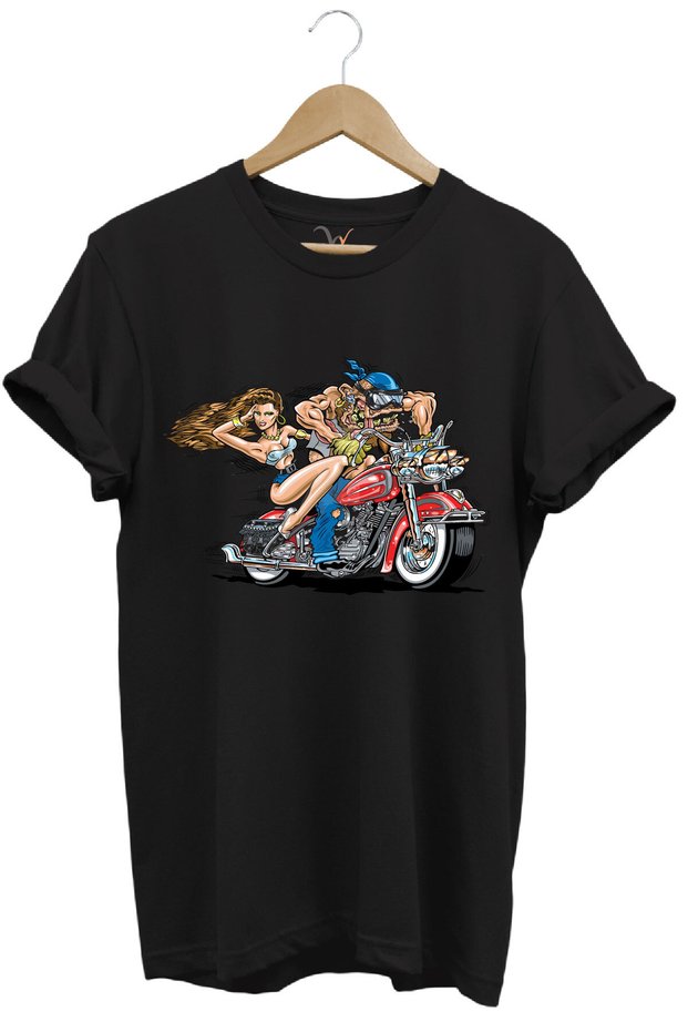 Motorcycle Motor Riding Man and Woman Printed 100% Cotton Regular Fit T-Shirt