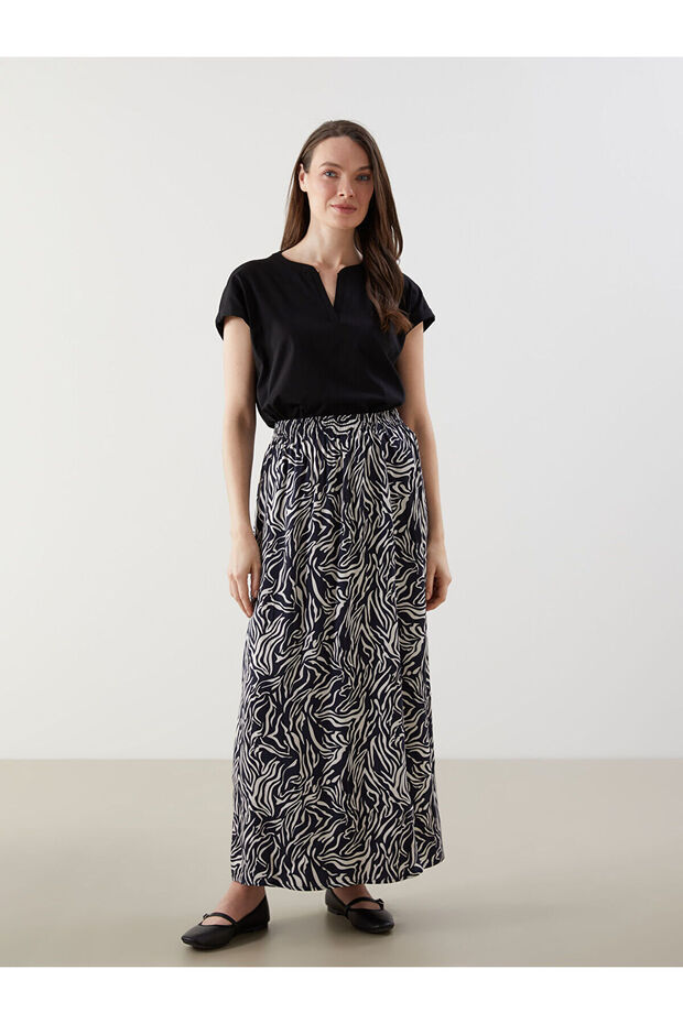 Nevavm Patterned Women's Skirt with Elastic Waist