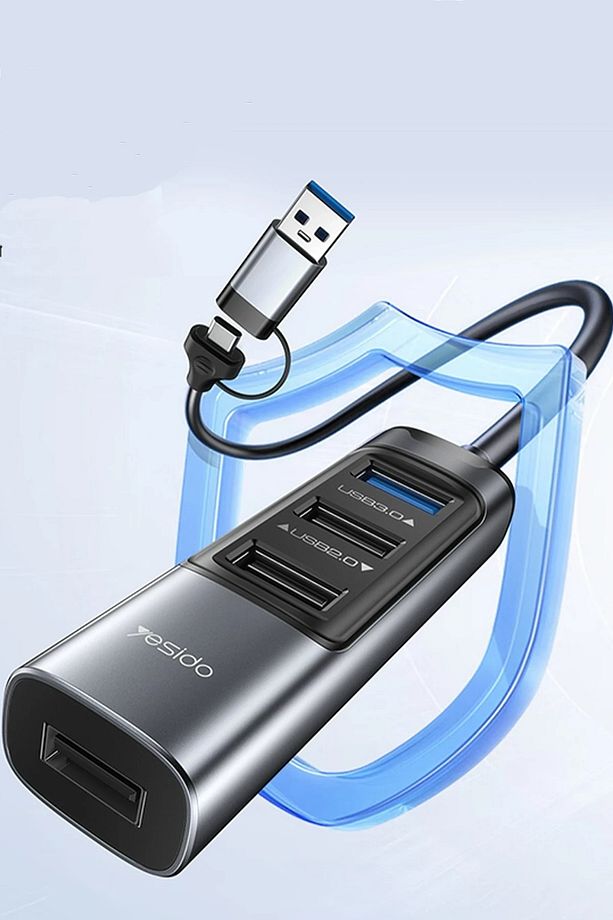 5in2 1 USB 3.0 2 Usb 2.0 1 RJ45 100 Mbps 100W Type-C Çıkışlı Usb ve Type-C Girişli Hub Dönüştürücü - 3