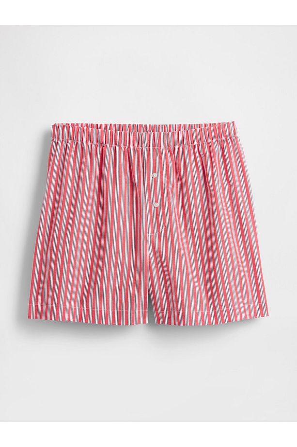 Kadın Kırmızı Poplin Pijama Boxer Şort - 2