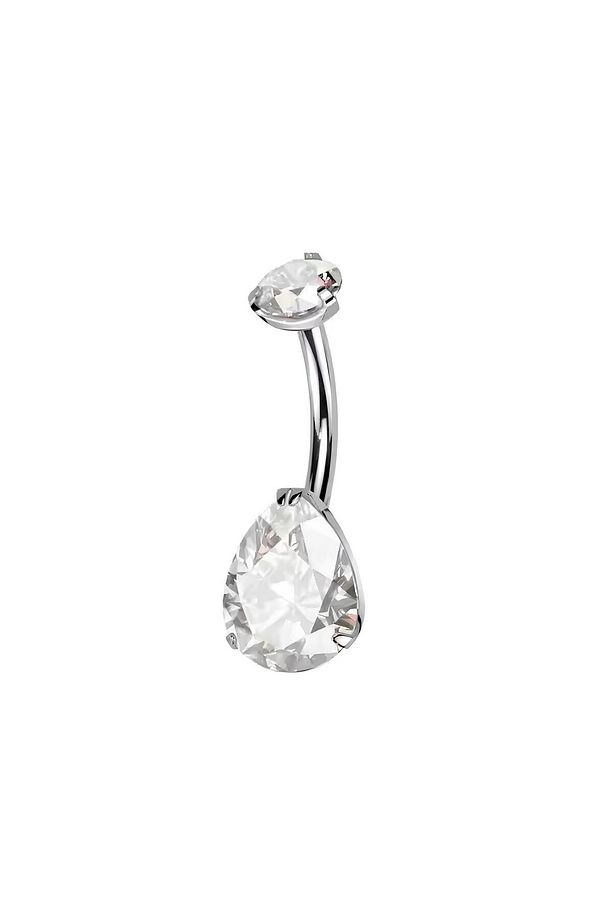 F136 Titanyum Damla Model Göbek Piercing - Titanyum Göbek Piercing - Zirkon Taşlı Göbek Piercingi - 1