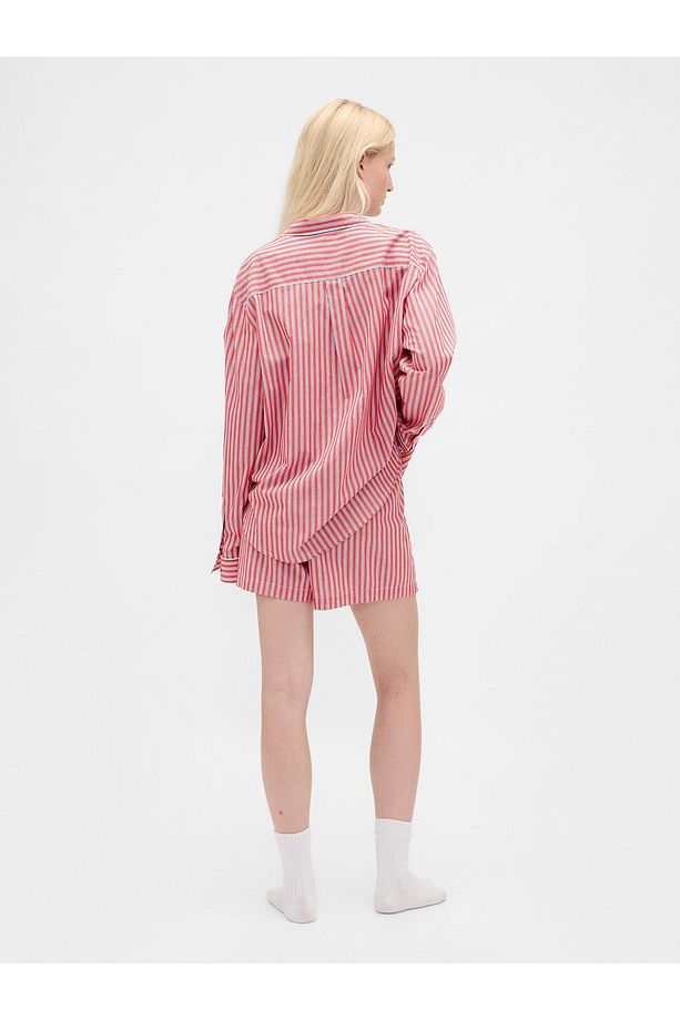 Kadın Kırmızı Poplin Pijama Boxer Şort - 3