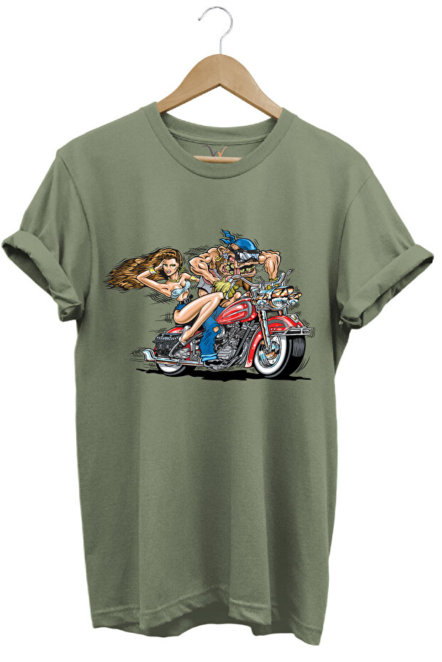 Motorcycle Motor Riding Man and Woman Printed 100% Cotton Regular Fit T-Shirt