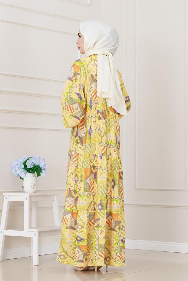 فستان رداء بنمط عرقي - أصفر - 5