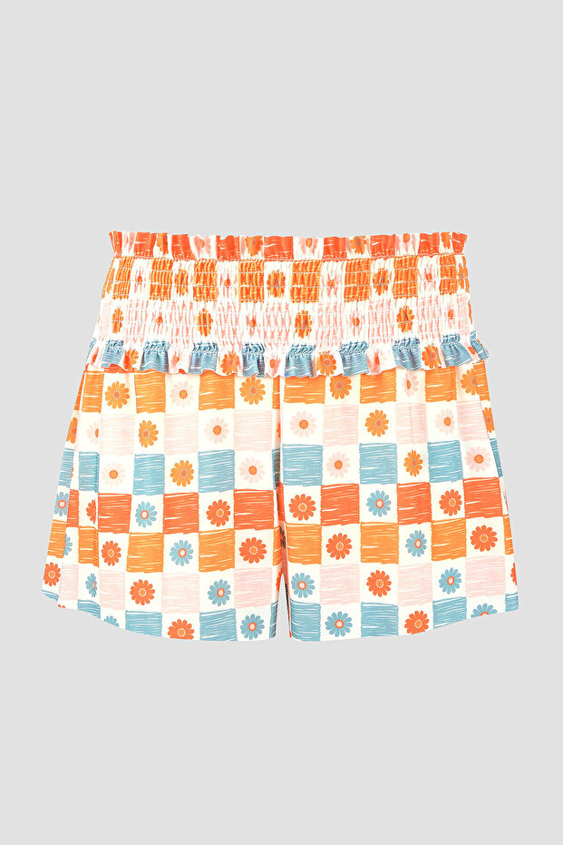 Turuncu Daisy Forest Şort Etek - 1