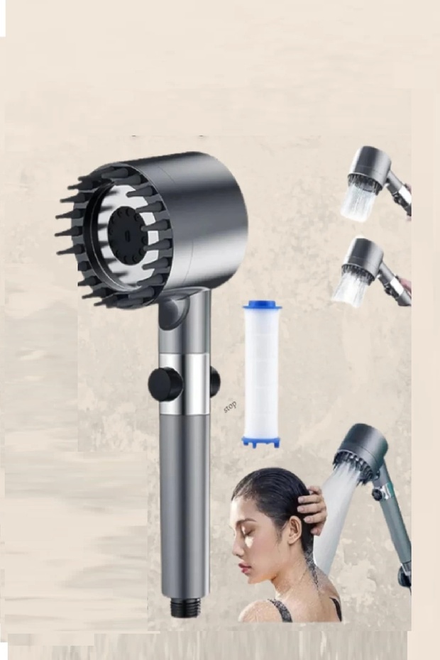 3 Function Massage Shower Head – Bathroom Shower Head with Lime Filter Start- Stop Button - 1