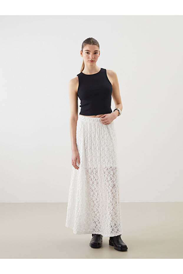 Lace Skirt with Elastic Waist