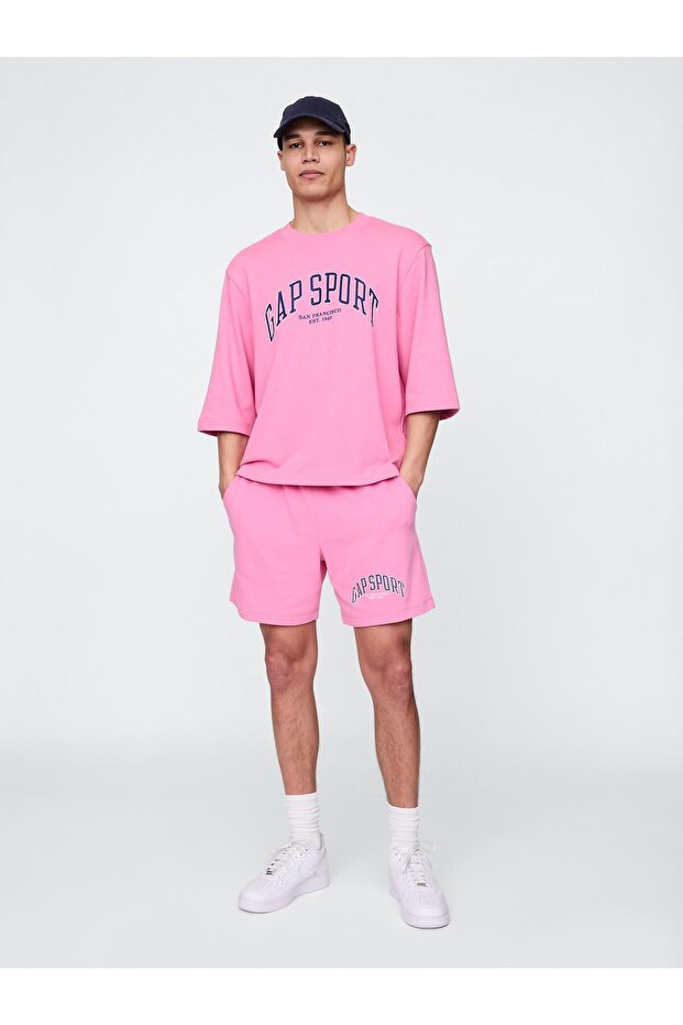 Erkek Pembe VintageSoft Spor Sweat Şort - 4
