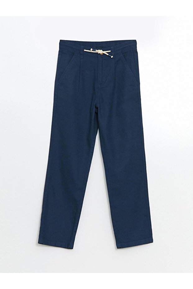 Lcw Kids Indigo Elastic Waist Linen Blend Boy's Pants