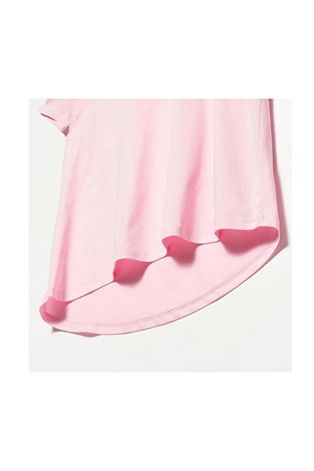 3470 V Yaka Basic T-shirt-Canlı Pembe - 2