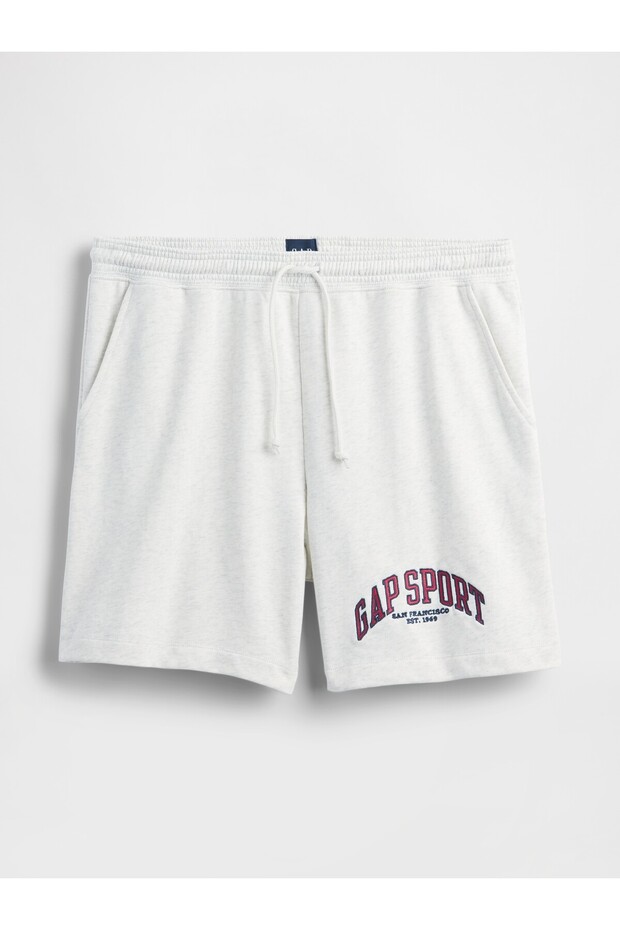 Erkek Beyaz VintageSoft Spor Sweat Şort - 2