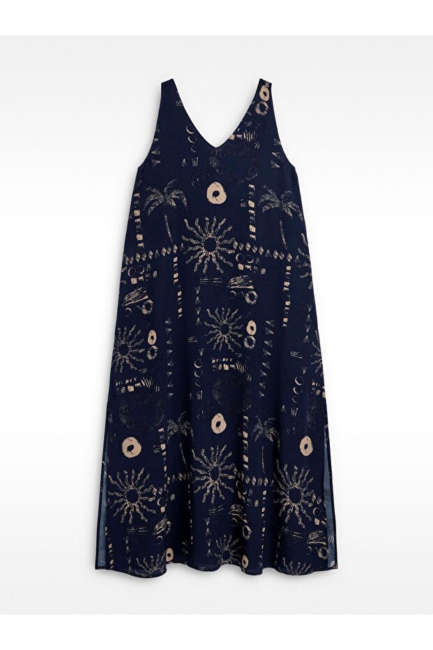 Baskılı Midi Elbise - 5