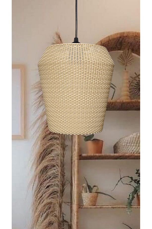 Pegasi Hasır Renk Rattan Görünümlü Avize, Pinterest Tarzı Tekli Sarkıt Avize (Bioplastik) E27 - 1