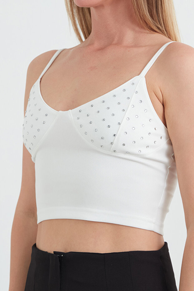 Taş İşlemeli Askılı Büstiyer - 5