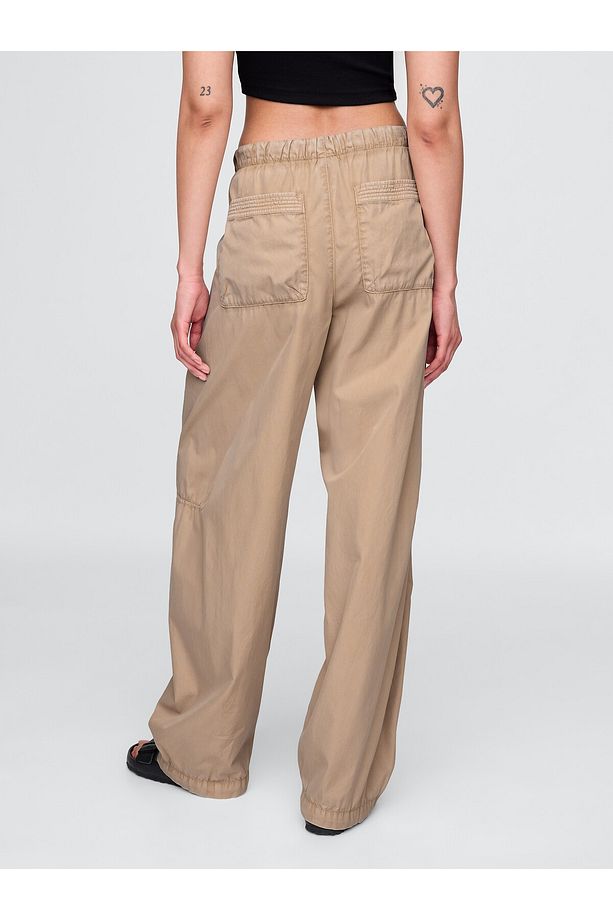 Kadın Bej Mid Rise Barrel Paraşüt Pantolon - 5