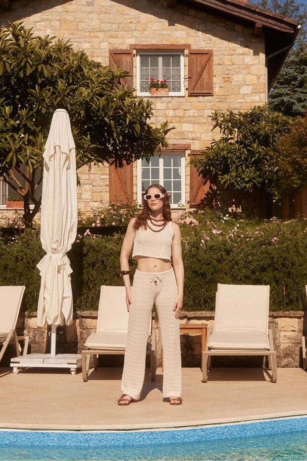 AJURLU TRİKO PANTOLON - 1