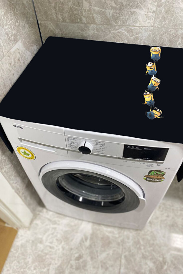 Black Printed Washing Machine Cover
