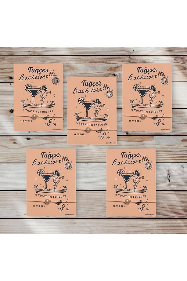 Bride To Be Hediyelik 5 Adet 9x11cm Kart Tasarımı ile İnci Bileklik - 2