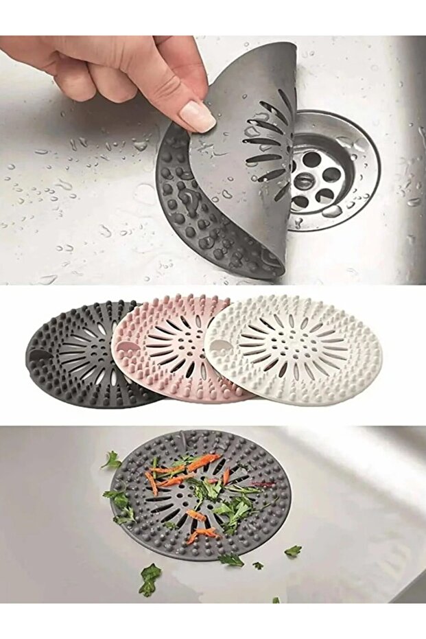 Silicone Bathroom and Kitchen Drain Sealer Garbage Holder Sink Strainer