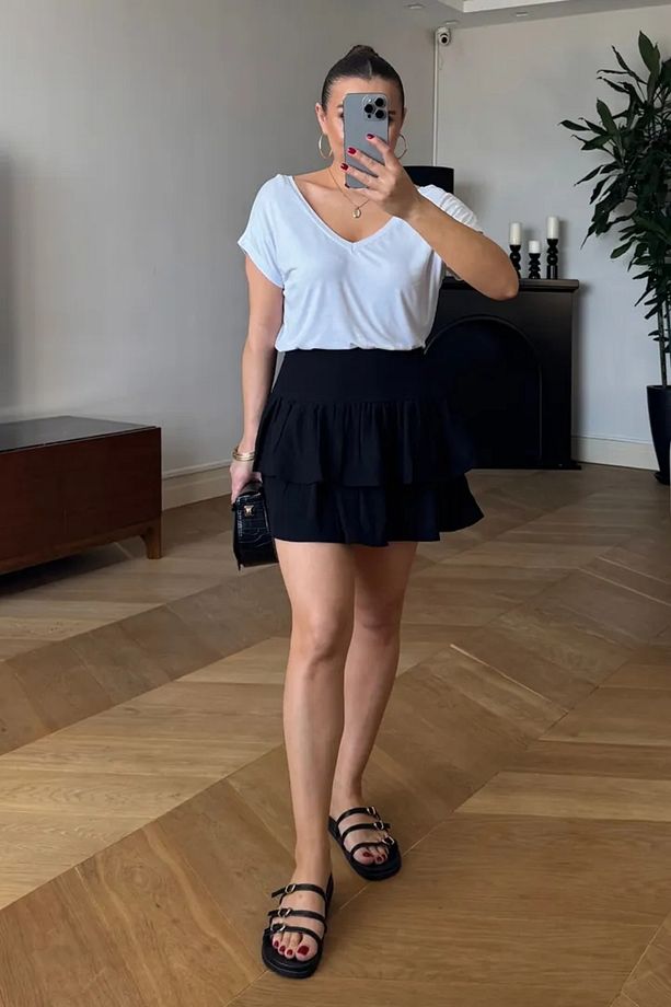 Volanlı Mini Şort Etek - 1