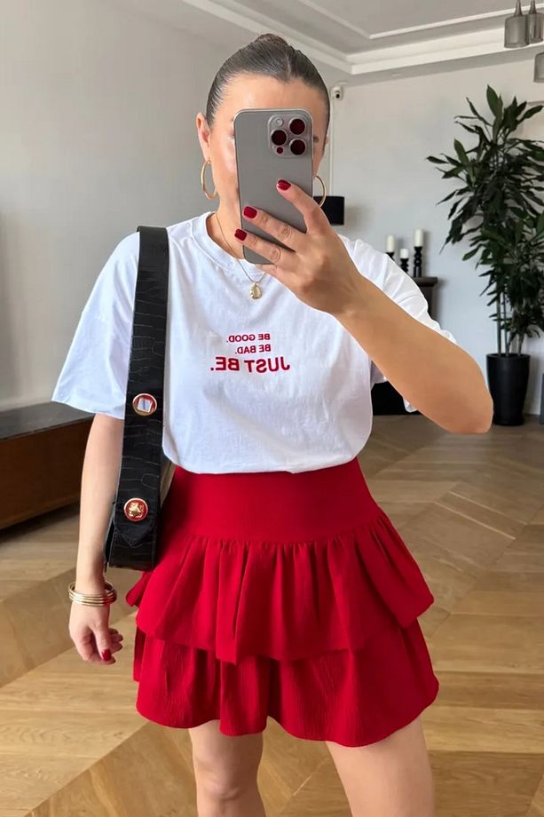 Volanlı Mini Şort Etek - 3