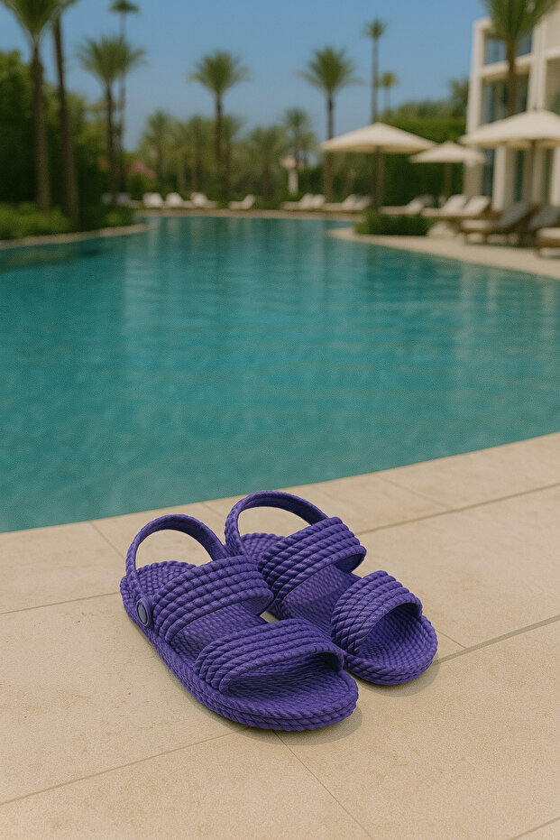 Summer Adjustable Straw Look Non-Slip Sole Slippers Balcony Pool Seaside Pool Daily Slippers