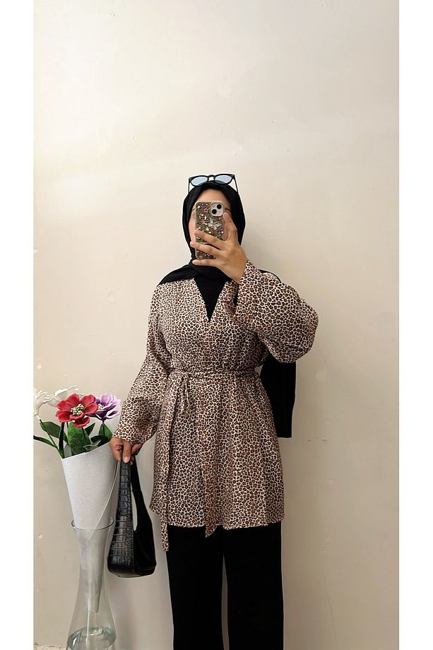 Leopar keten yazlık kimono - 1