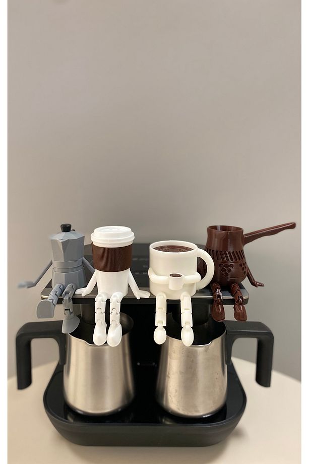 Kahve Köşesi - 4'lü Ayaklı Kahve Köşesi Takımı - Moka Pot - Bardak - Kahve Bardağı - Cezve - 5