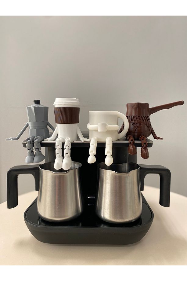 Kahve Köşesi - 4'lü Ayaklı Kahve Köşesi Takımı - Moka Pot - Bardak - Kahve Bardağı - Cezve - 1