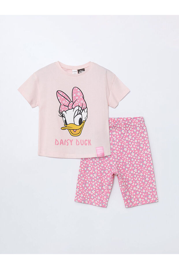 Hilfa New Season Daisy Duck Printed Girls' T-Shirt and Leggings 2-Piece