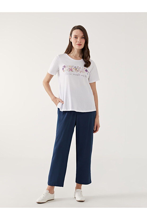 Lcw Grace Elastic Waist Textured Women's Trousers (S5)