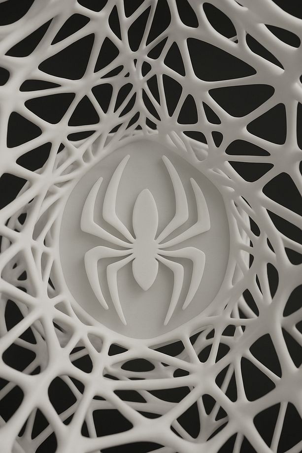 Ağ Desenli Modern Büst – Örümcek İzi Temalı 3D Sanat Objesi - 3