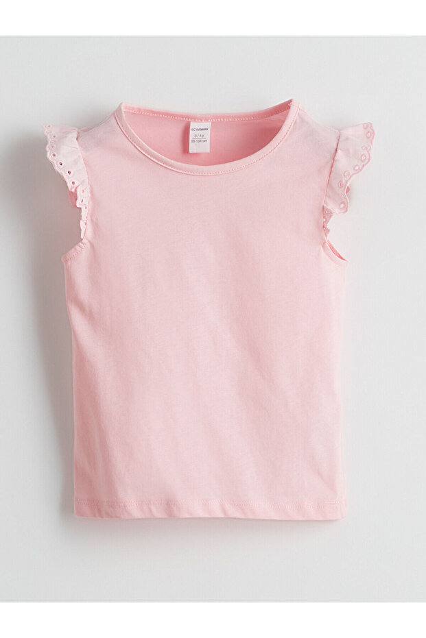 Nevavm Oval Collar Embroidered Combed Cotton Girls' Blouse