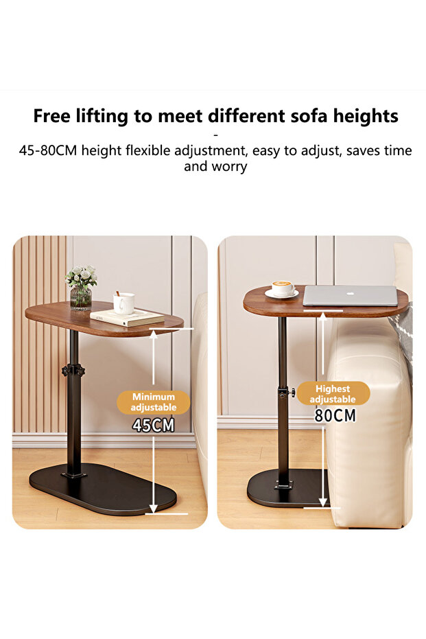 طاولة جانبية قابلة للرفع بتصميم أريكة ريترو إسكندنافية، طاولة جانبية قابلة للتحريك لغرفة المعيشة - 4