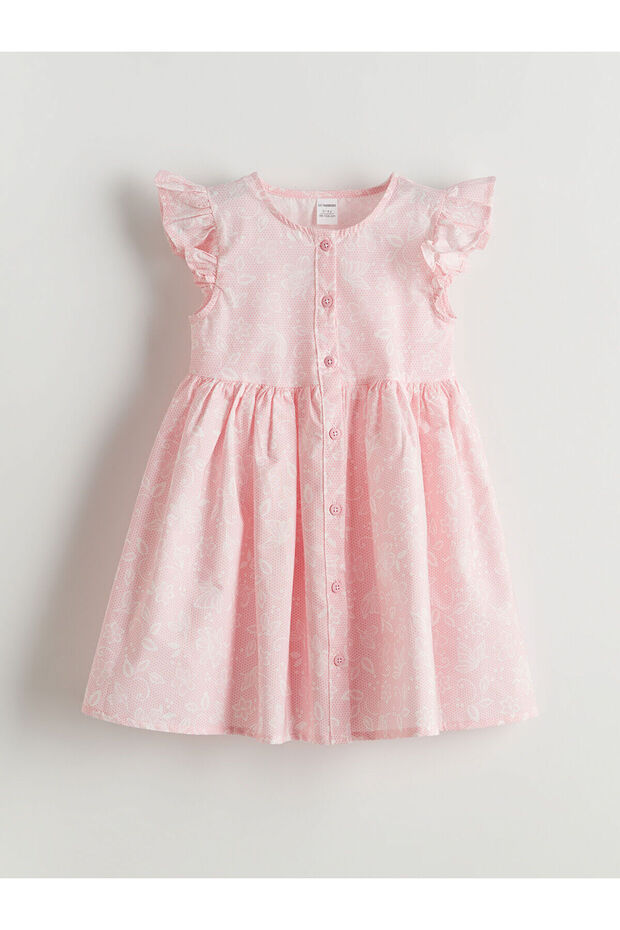 Crew Neck Floral Girls' Poplin Dress (S5)