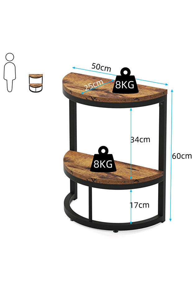 Modern Simple Semicircular Side Table for Bedroom, Double-Layer Storage Light Luxury Side Table - 7