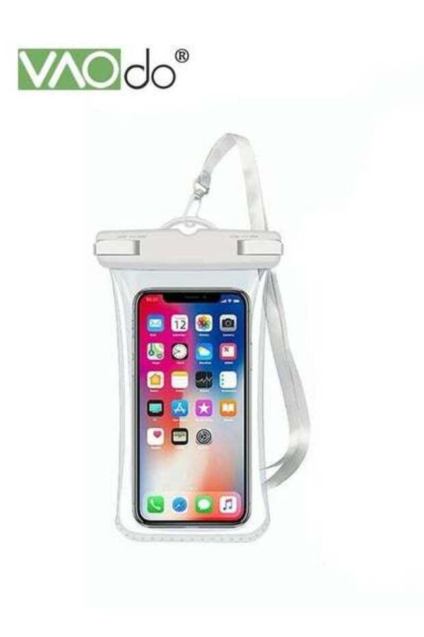غلاف هاتف محمول عالمي مقاوم للماء وحقيبة جافة متوافقة مع iPhone وSamsung باللون الأبيض