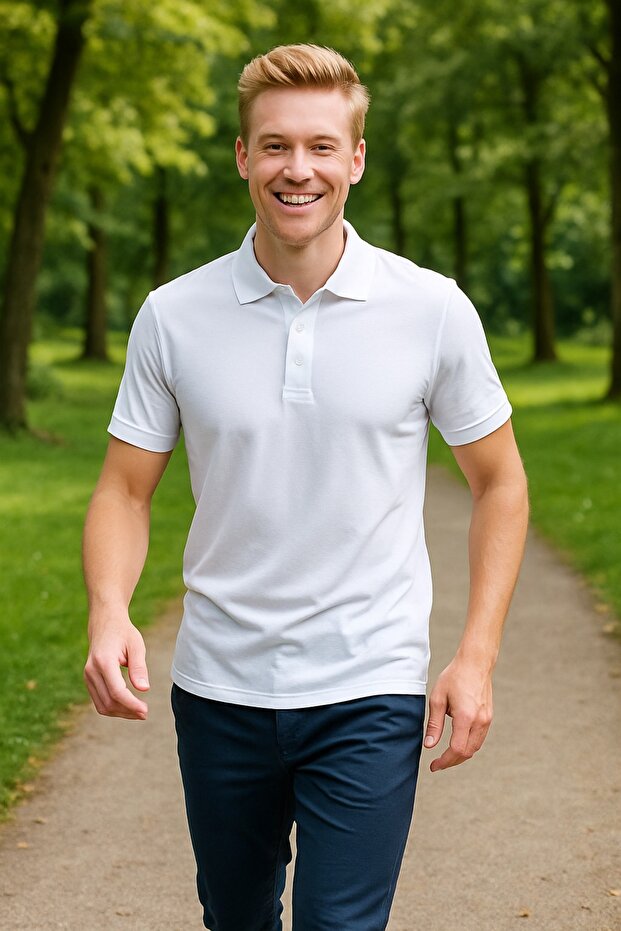 Men's Pocketless Polo Neck T-Shirt