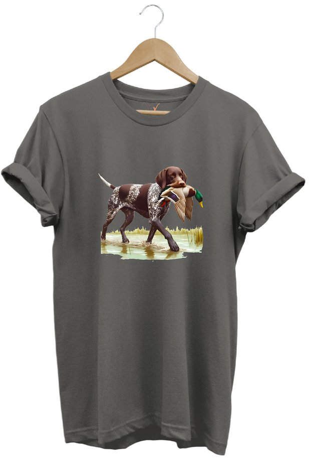 Hunting Hunting Duck Hunting Printed Dog Hunting in Reeds 100% Cotton Regular Fit T-Shirt