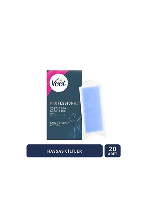 Veet Sir Ağda Bantları Professional Hasas Ciltler İçin Bacak ve Vücut Bölgesi 20 li